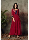 Maroon Colour Vardan Gulnaz Vol-2 Party Wear Heavy Riyon Long Kurti 6011